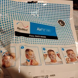 ResMed AirFit F20 FULL FACE MASK WITH STRAPS!   COMPLETE HEAD SET!  (LARGE)